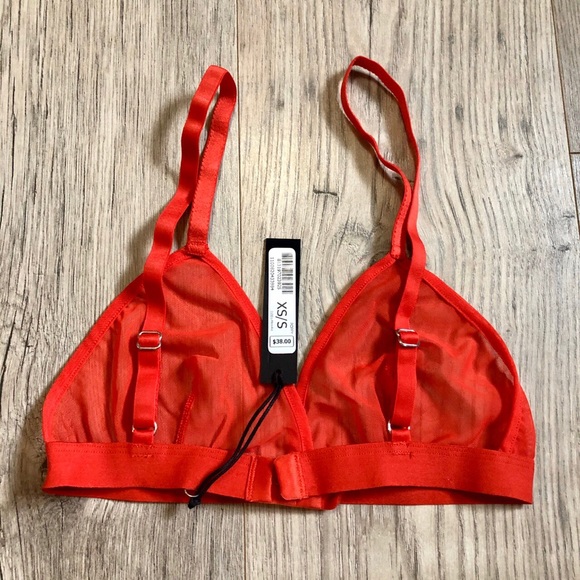 BNWT Joe’s Jeans DESIGNER Red Sheer Triangle Bra - Picture 2 of 4